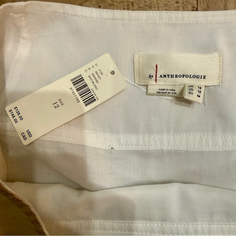 🌿🐛NWT Anthropologie White Sheer Seamed Fluted Silk/Cotton Blend Pencil Skirt - Picture 6 of 8